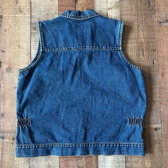 Ruff Hewn Women's Size Large Classic Denim Button Down Sleeveless Vest in Blue - Picture 6 of 6